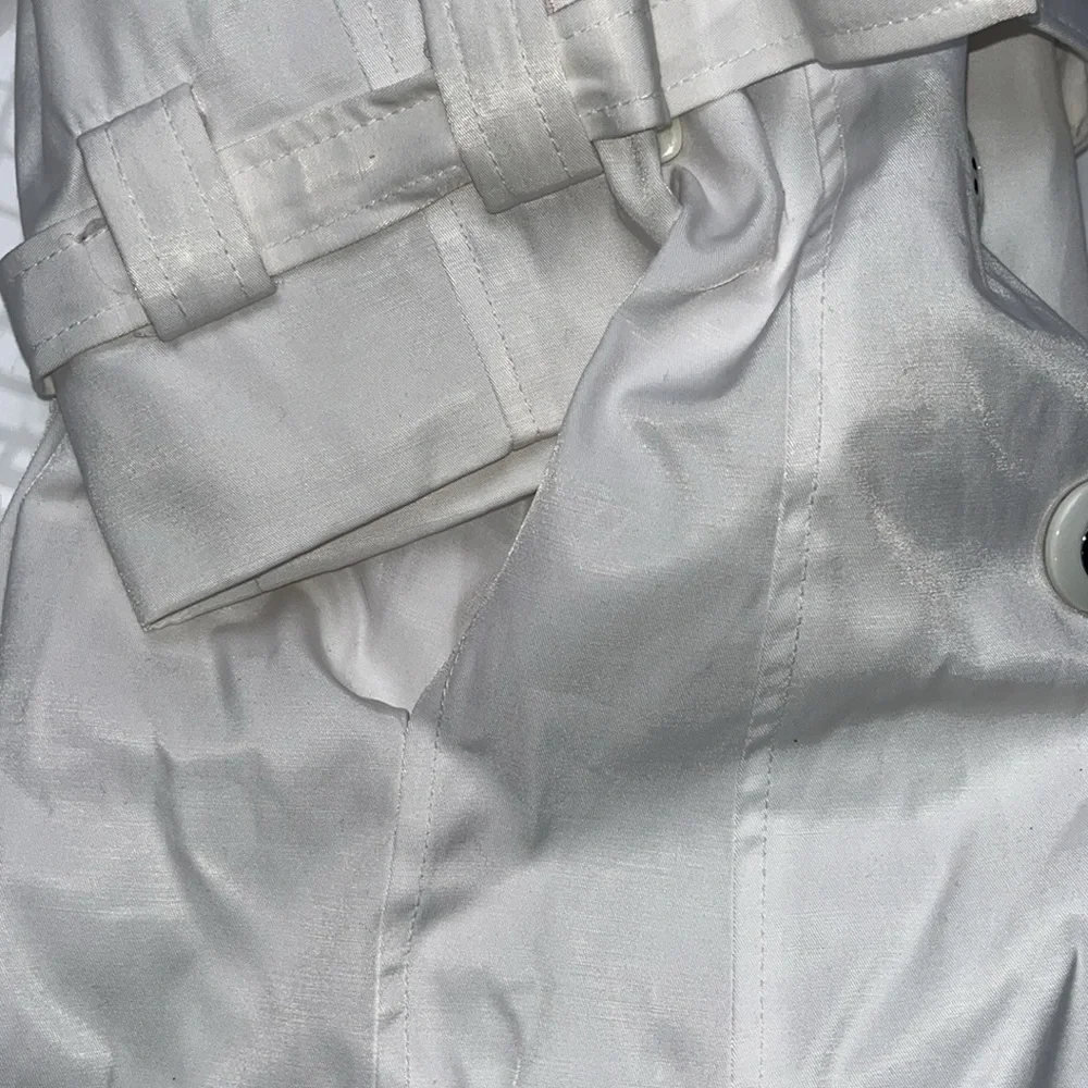 Guess White Medium Cut Trench Coat Collared 3/4 Length Sleeve & Belted Jacket L - Picture 6 of 11